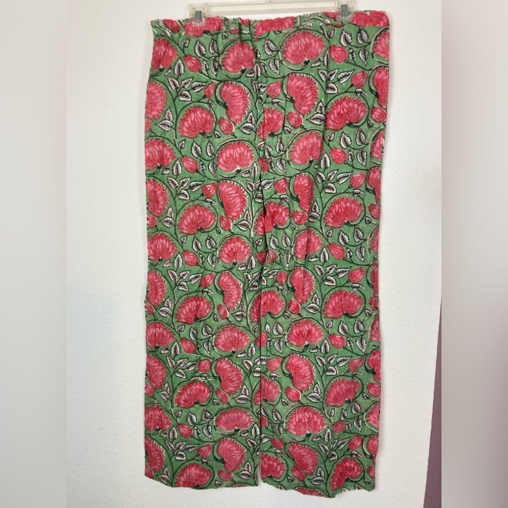 Pax Philomena Nwt Francis Floral Cotton Draw String Pants W/Beaded Tassel Ties — image 5 of 8
